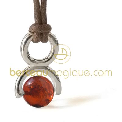 Pendentif Rolling Stone Ambre (Or blanc) par Mikado