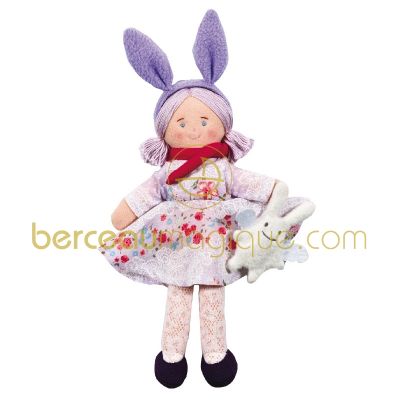 Poup�e avec mini doudou ange lapin et serre t�te lapin (22 cm) par Trousselier