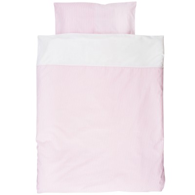 Housse de couette + taie d'oreiller bébé pink stripe (110 x 135 cm)