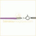 Collier cordon en coton parme (fermoir argent) - Berceau magique bijoux