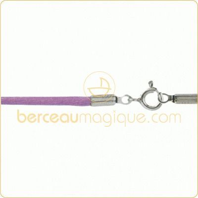 Collier cordon en coton parme (fermoir argent) par Berceau magique bijoux