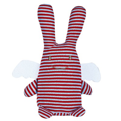 Doudou ange lapin ray� rouge et bleu (18cm) par Trousselier