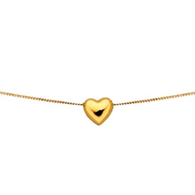 Collier cha�ne pendentif coeur coulissant (or jaune 750�) par Berceau magique bijoux