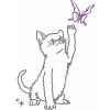 Stickers mural petit chat et papillon (28 x 17 cm)
