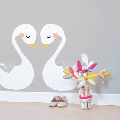 Sticker duo de cygnes my lovely swan by vicky carpenter