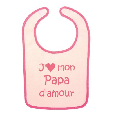 Bavoir ''J'aime mon papa d'amour'' rose et fushia   par BB & Co