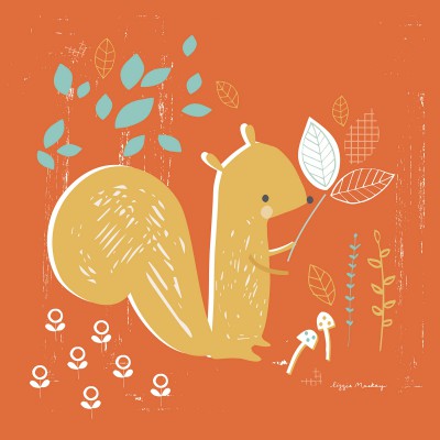 Tableau woodland by lizzie mackay red squirrel (30 x 30 cm)