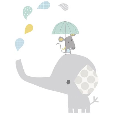Sticker éléphant et souris smile, it’s raining by dawn machell