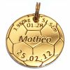 M�daille de naissance ballon de foot (plaqu� or jaune)