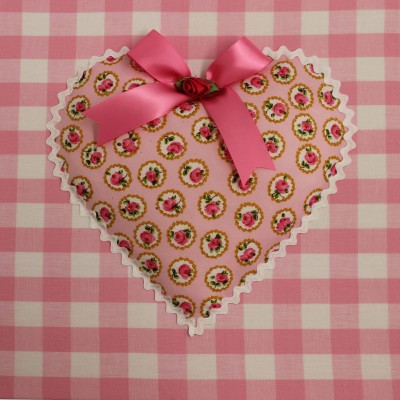 Tableau english rose carreaux et fleurs (30 x 30 cm)