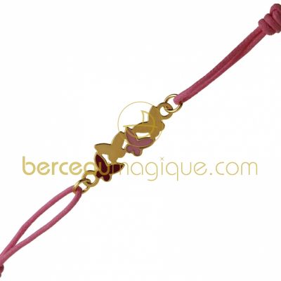 Bracelet cordon papillons (or jaune) par A.Augis