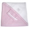 Sortie de bain avec gant rose et blanc (100 x 100 cm)