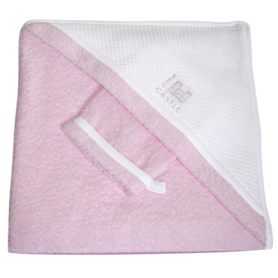 Sortie de bain avec gant rose et blanc (100 x 100 cm) par Red Castle