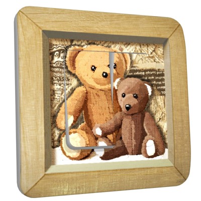 Interrupteur décoré double maman et bébé ours