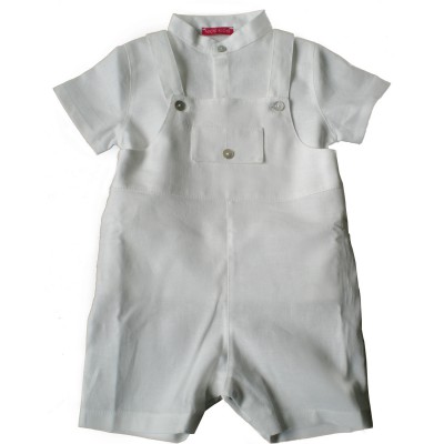 Tenue de bapt�me salopette et chemise (1 mois � 2 ans) par Nice Kids