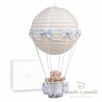 Lampe montgolfi�re ours vichy bleu - Pasito a pasito