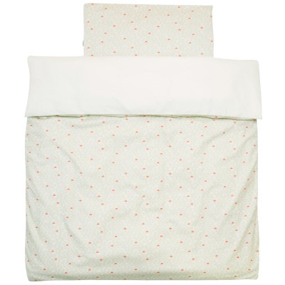 Housse de couette + taie pour berceau pebble green (80 x 80 cm)