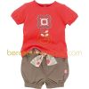 Ensemble fleuri T-shirt et short Corail, rouge & co (3 mois au 18 mois)