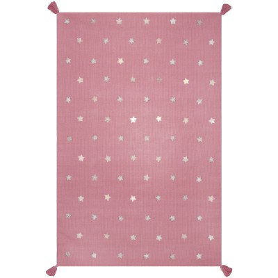 Tapis rose à étoiles grises (140 x 200 cm)