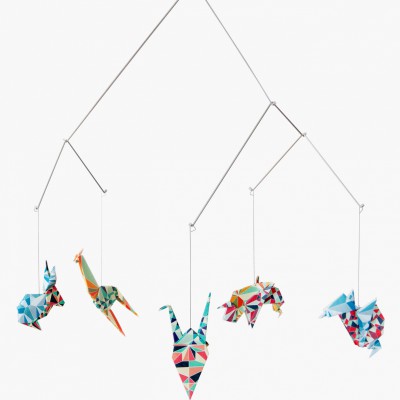 Mobile mural en papier multicolore