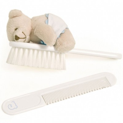 Peigne et brosse ours couch� bleu par Pasito a pasito