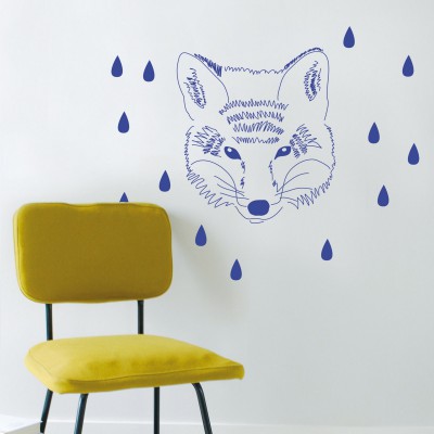 Sticker mural fôret tête de renard