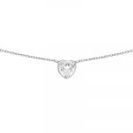 Collier cha�ne pendentif coeur en oxyde de Zirconium (or blanc 750�) - Berceau magique bijoux