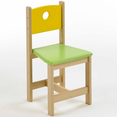 Chaise pepino en bois naturel, jaune et vert