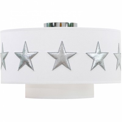 Abat-jour blanc stars silver (diamètre 35 cm)