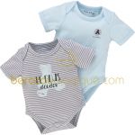 Lot de 2 bodys ''Le plus doudou'' Aquarelle bleue (naissance au 6 mois) - Sucre d'orge