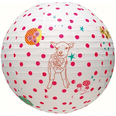 Boule japonaise pois fuchsia (diamètre 60 cm)