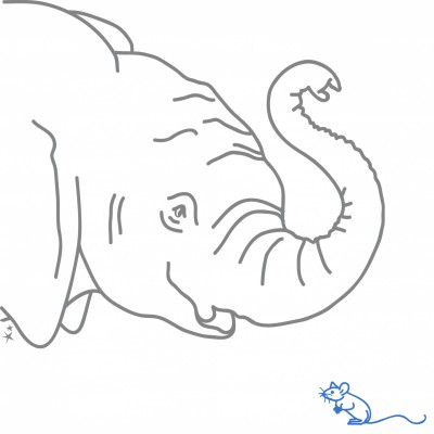 Stickers mural �l�phant gris avec souris bleue (60 x 66 cm) par Mimi'lou