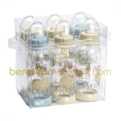 Set de 6 biberons 260 ml B�b� d'amour Poudr� bleu par B�aba