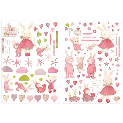 Lot de 2 planches de stickers myrtille et capucine