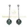 Boucles d'oreilles pendantes perles d'H�matite (or blanc 750�) 