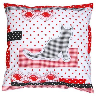 Housse de coussin patchwork chat (50 x 50 cm)