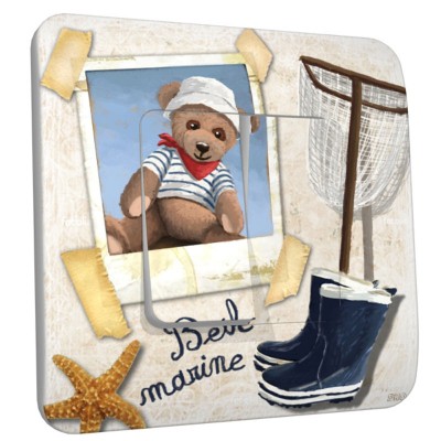 Interrupteur décoré double bébé marine