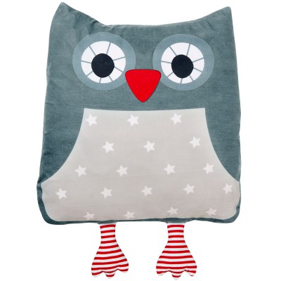 Coussin marta la chouette grise en coton bio (40 x 40 cm)