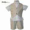 Tenue de bapt�me 4 pi�ces beige et blanc (6 mois � 8 ans)