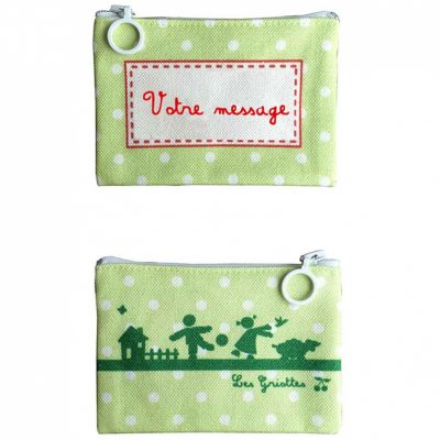 Mini pochette � maquillage verte personnalisable par Les Griottes