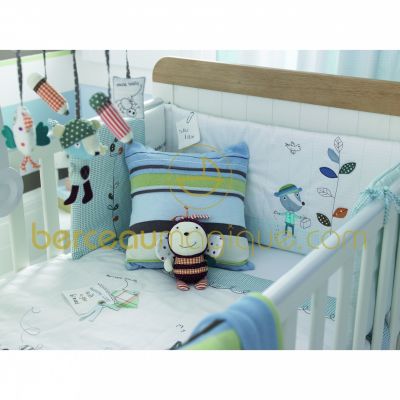 Coussin en coton tricot� Scrapbook bleu par Mamas and Papas