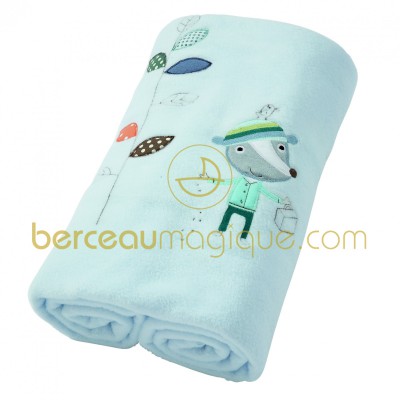 Couverture polaire brod�e Scrapbook bleu (120 x 170 cm) par Mamas and Papas