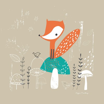 Tableau woodland by lizzie mackay cute fox (30 x 30 cm)