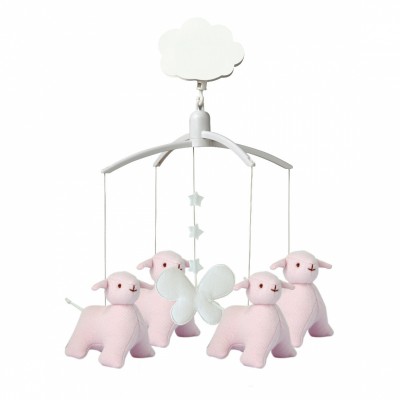 Mobile musical Mouton rose par Trousselier