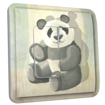 Interrupteur décoré double bébé panda