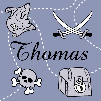 Tableau pirate bleu thomas personnalisable (20 x 20 cm)