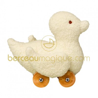 Mini canard � roulettes ivoire (12 cm) par Trousselier