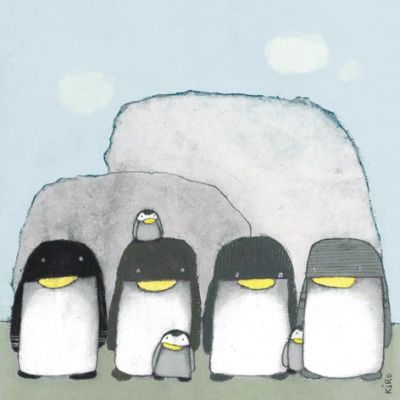 Tableau famille pingouins by kiro (40 x 40 cm)