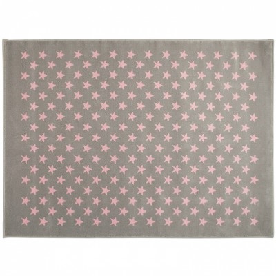 Tapis enfant acrylique petites étoiles gris et rose (120 x 160 cm)