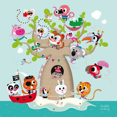 Tableau valentine pirates by charlotte ameling pirates (30 x 30 cm)